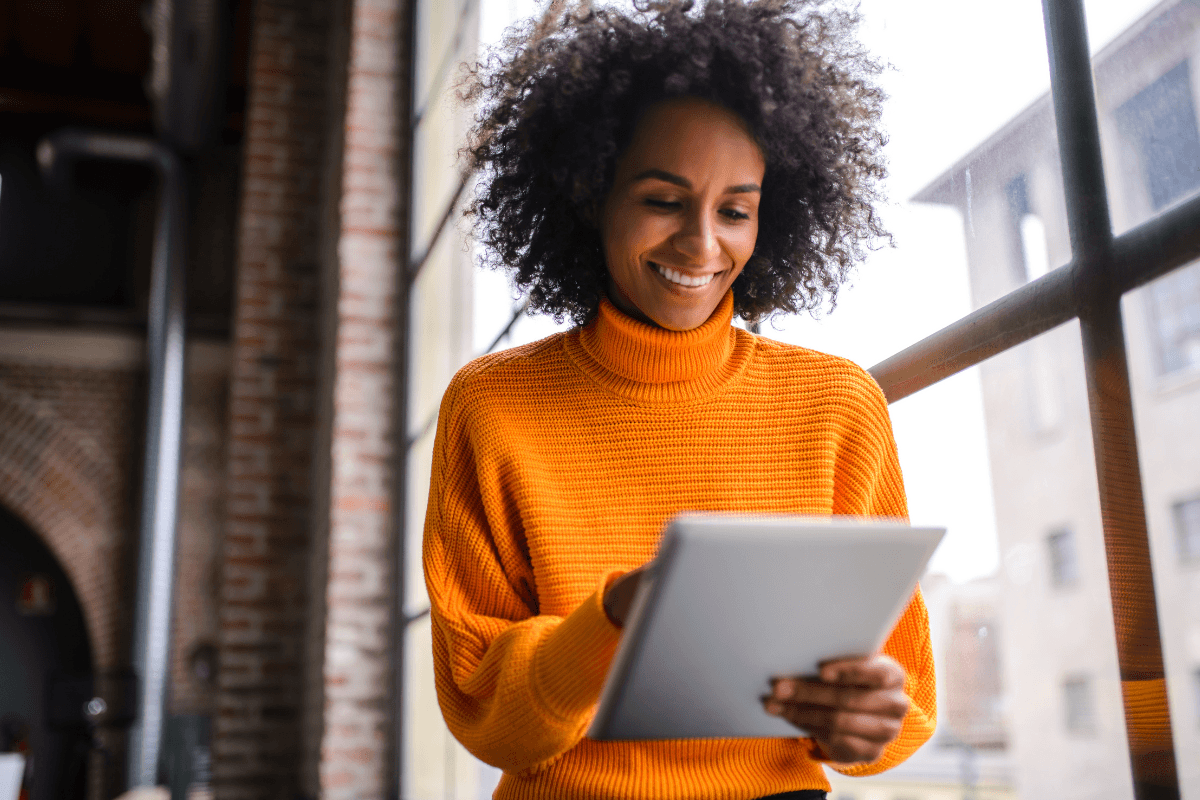 working lady smiling